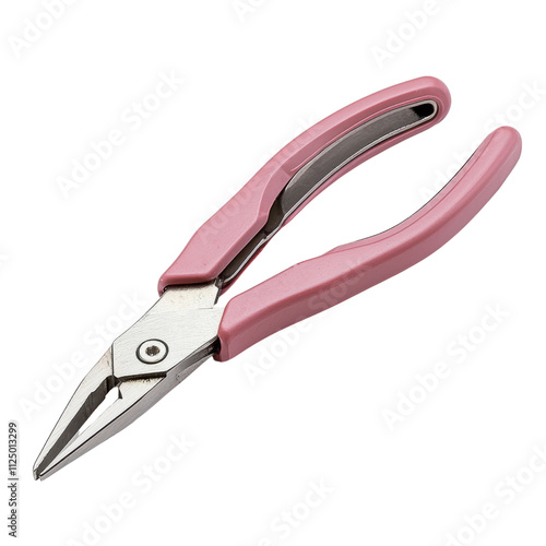 Pink handled needle nose pliers isolated on transparency background photo