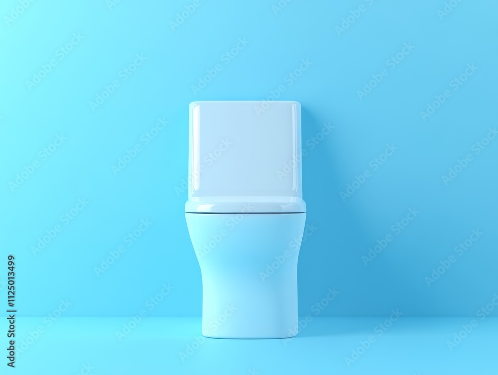 Compact Space-Saving Toilet Design in Blue Setting Compact Space-Saving Toilet Design in Blue Setting