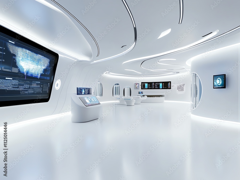 Futuristic educational lab, immersive learning environment, 3D illustration Futuristic educational lab, immersive learning environment, 3D illustration