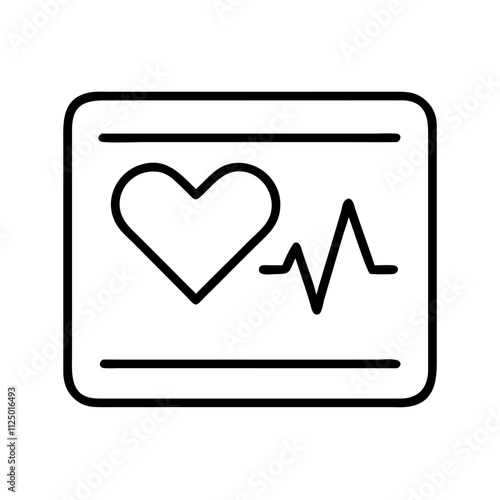 heart rate monitor icon, fitness vector icon, health vector illustration - black outline icon of heart rate monitor symbolizing fitness, health, and healthcare in simple design.