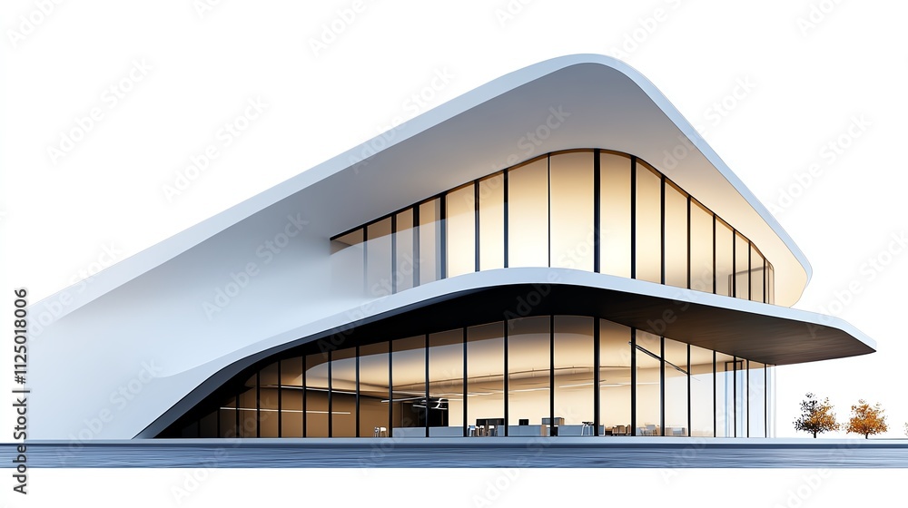 Fototapeta premium a modernist museum, cultural space design, clean and geometric lines, isolated on white background