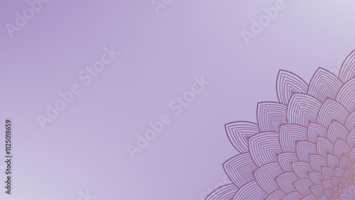 Round mandala on dreamy peach fuzz gradient background. Translucent mesh pattern in the form of a mandala. Mandala with floral patterns. New Year 2025 