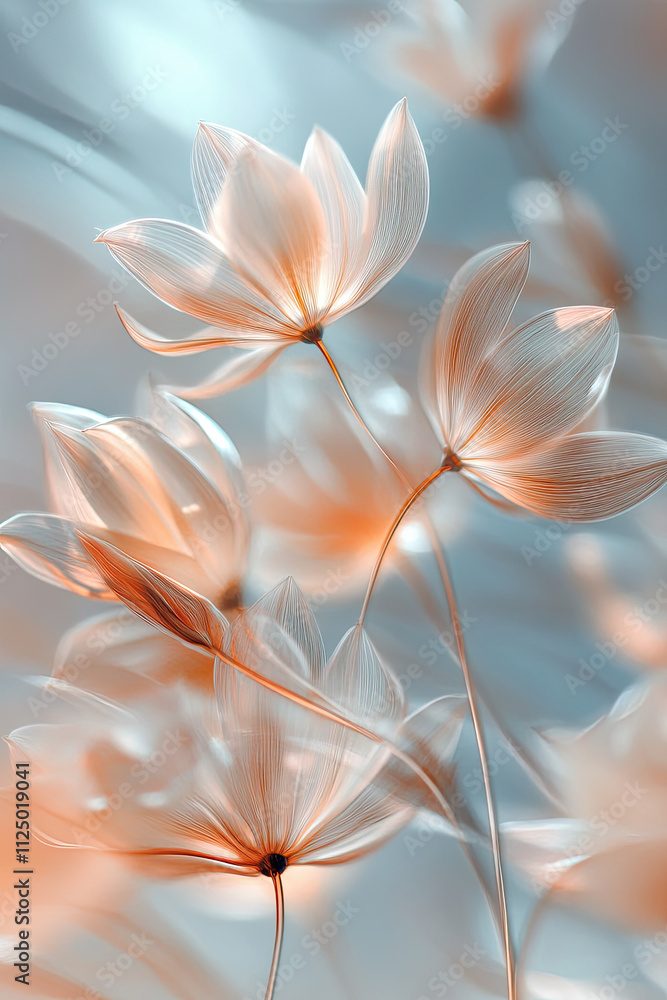 Abstract flowers blooming with light, representing the flourishing of life Abstract flowers blooming with light, representing the flourishing of life