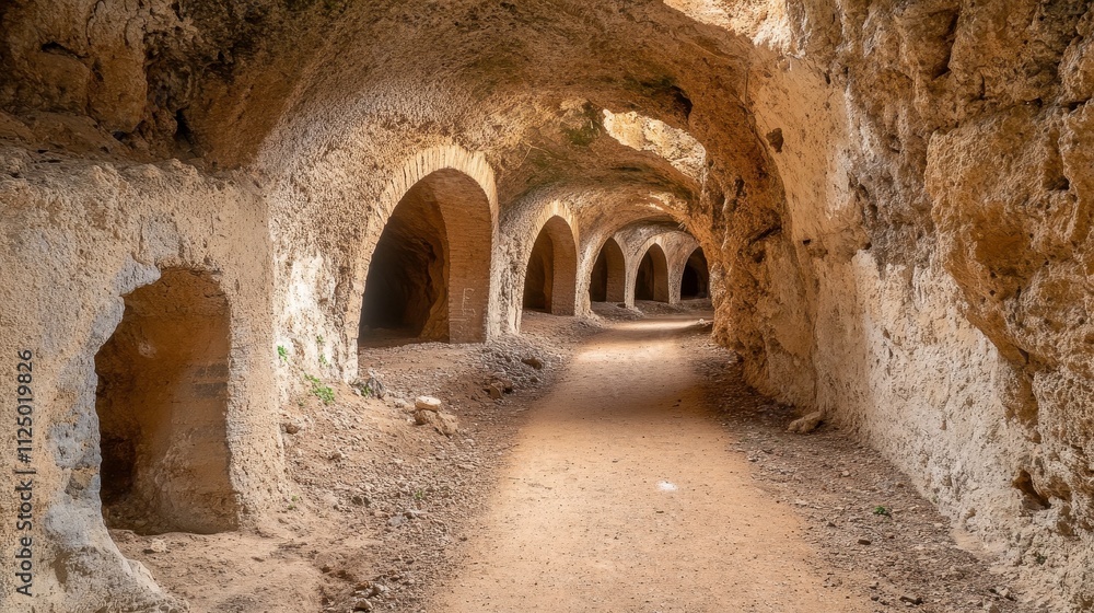 Fototapeta premium Underground Pathway Through Ancient Cave System