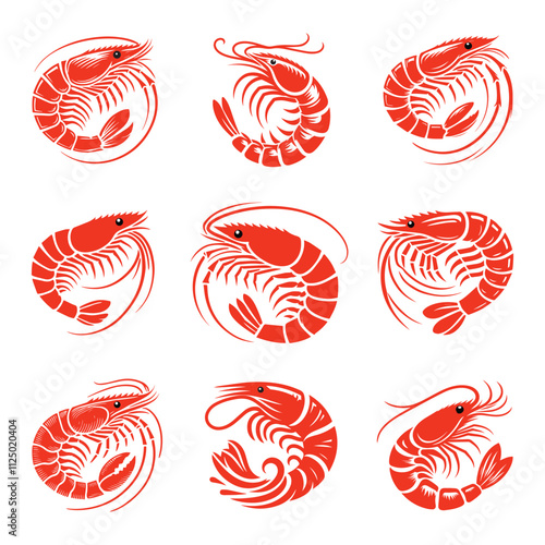 Shrimp logo. Isolated shrimp on white background. Prawns
