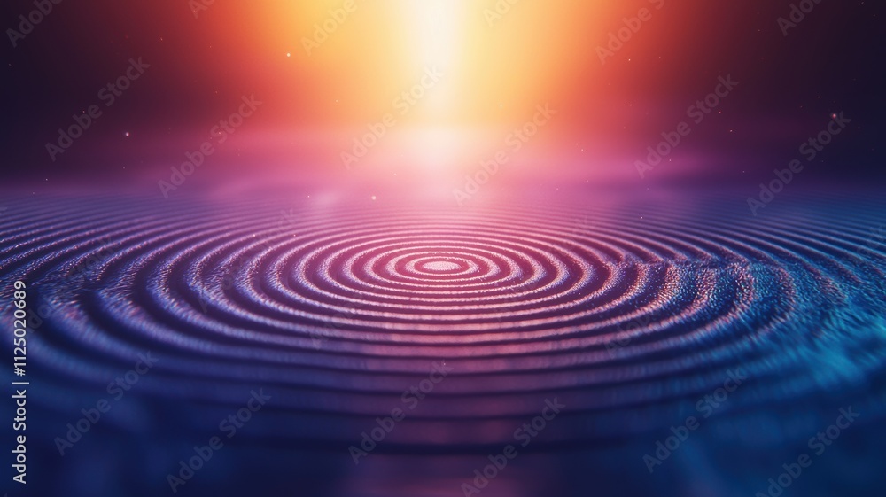 A serene scene of concentric ripples on water, illuminated by a warm glow, creating a tranquil atmosphere of reflection and calm. A serene scene of concentric ripples on water, illuminated by a warm glow, creating a tranquil atmosphere of reflection and calm.
