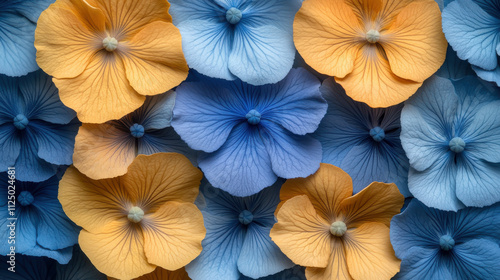Wallpaper Mural Vibrant blue and orange flowers create stunning floral background, perfect for text overlay or product display. delicate petals and rich colors evoke sense of beauty and tranquility Torontodigital.ca