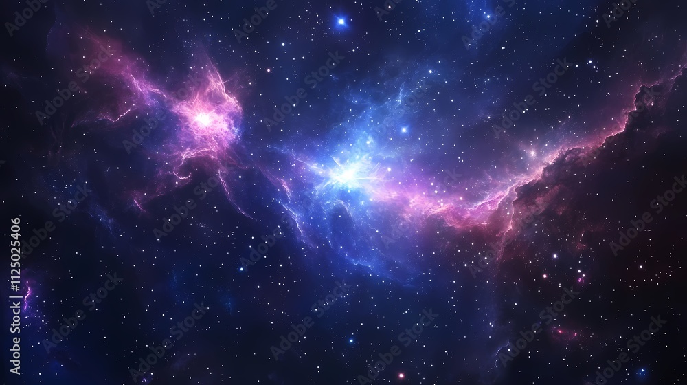 Stunning cosmic scene featuring vibrant pink and blue nebulas against a star-filled backdrop. Stunning cosmic scene featuring vibrant pink and blue nebulas against a star-filled backdrop.