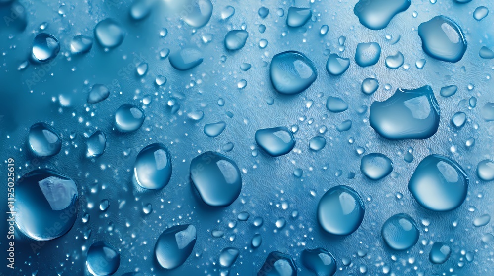 Close-up of vibrant blue water droplets on a smooth surface, creating a refreshing and calming effect. Close-up of vibrant blue water droplets on a smooth surface, creating a refreshing and calming effect.