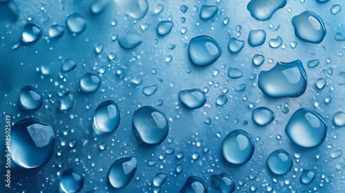 Wallpaper Mural Close-up of vibrant blue water droplets on a smooth surface, creating a refreshing and calming effect. Torontodigital.ca