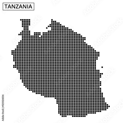 Map of Tanzania showcasing unique dot pattern design in black and white