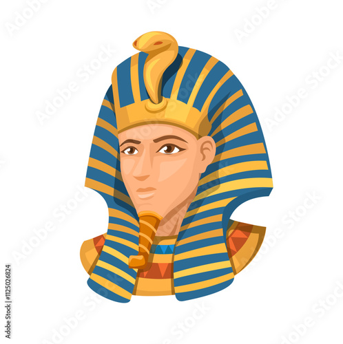 Pharaoh Head Egyptian God Character Illustration Vector