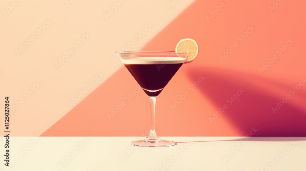 Modern and Stylish Espresso Martini Cocktail on Clean Background Modern and Stylish Espresso Martini Cocktail on Clean Background