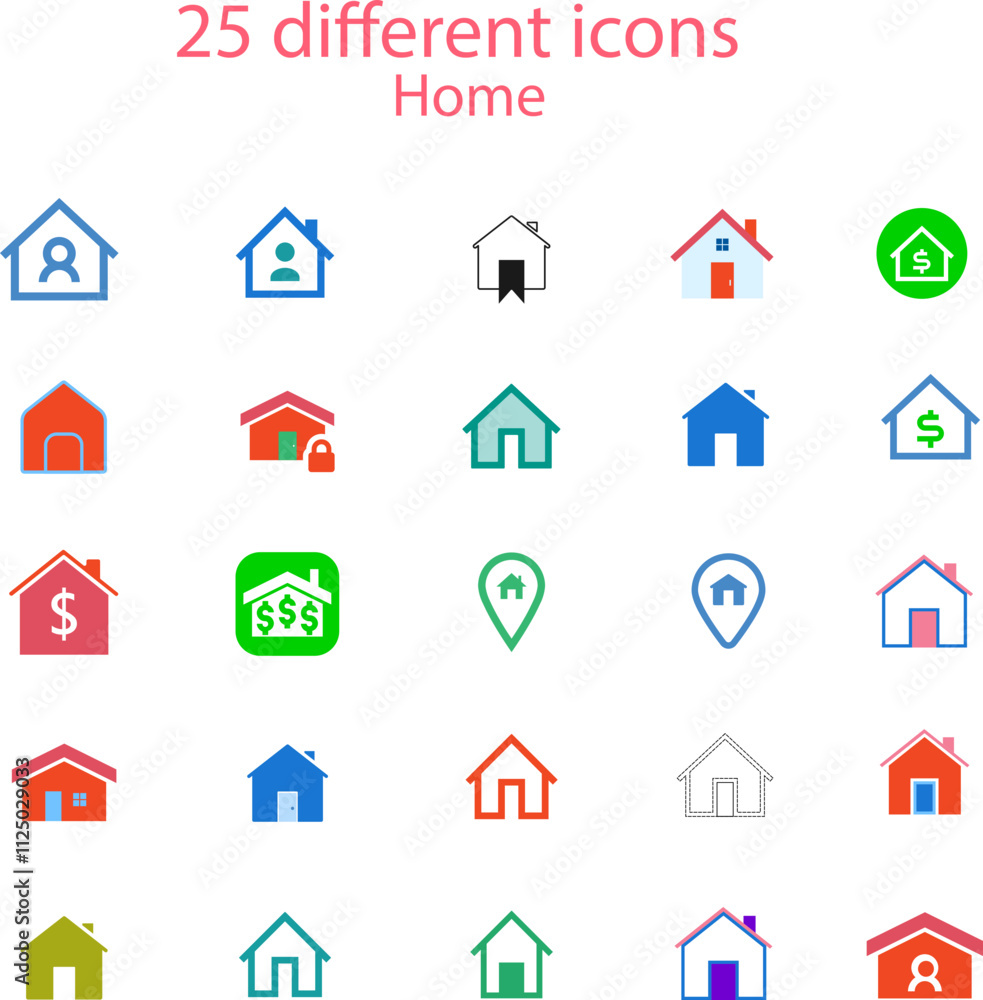 Home icon set with different shapes of rental property icons.Includes various styles representing houses, apartments, rental properties, landlords, leases, and real estate management.
Home icon set with different shapes of rental property icons.Includes various styles representing houses, apartments, rental properties, landlords, leases, and real estate management.