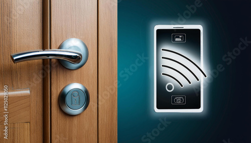 Obraz na płótnie locking house door with auto locking smart lock. Home security w salonie