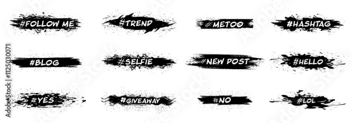 Set of black ink banner for social media