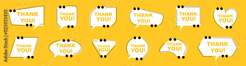 Thank you quote in speech bubble in a flat design