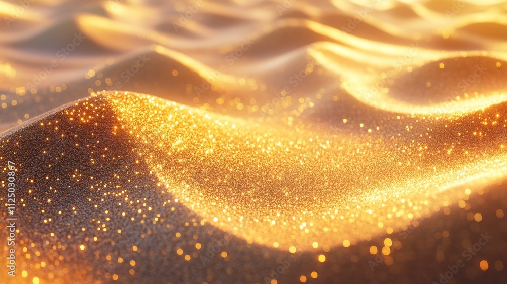 Fototapeta premium Golden Glitter Waves Shimmering Under Sunlight