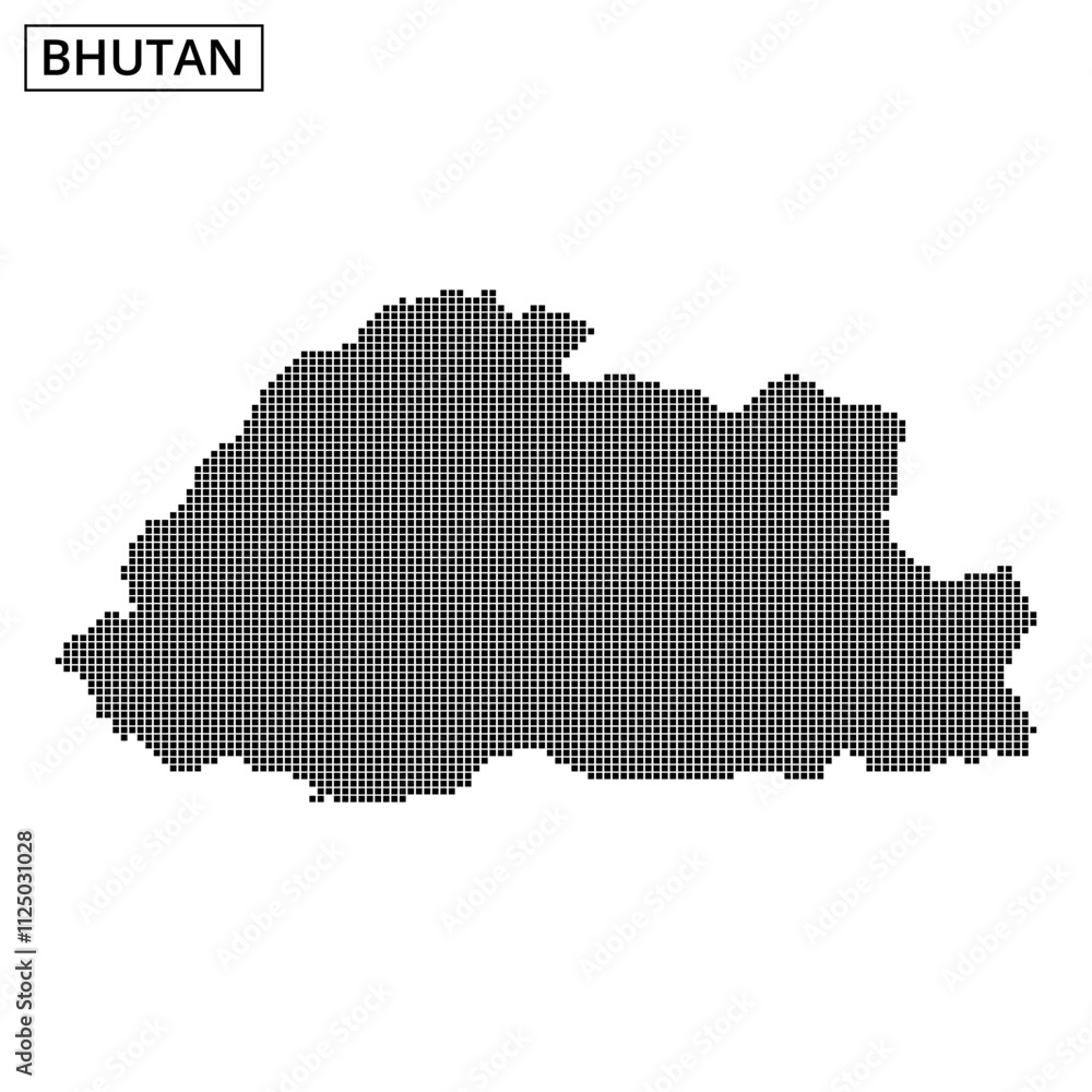 Outline of Bhutan with a Unique Dot Design Representing the Country's Borders Outline of Bhutan with a Unique Dot Design Representing the Country's Borders