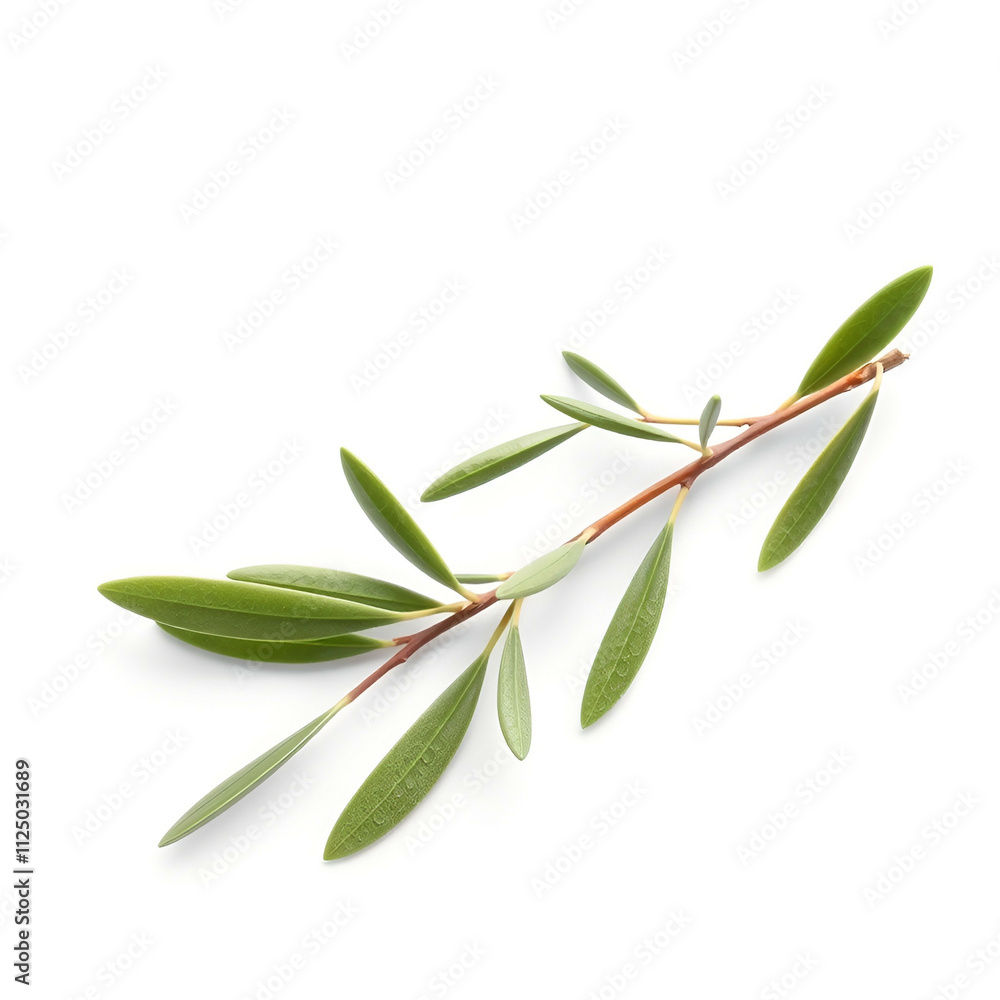 Olive Tree Twig with Fresh Green Leaves Isolated on White Background Olive Tree Twig with Fresh Green Leaves Isolated on White Background
