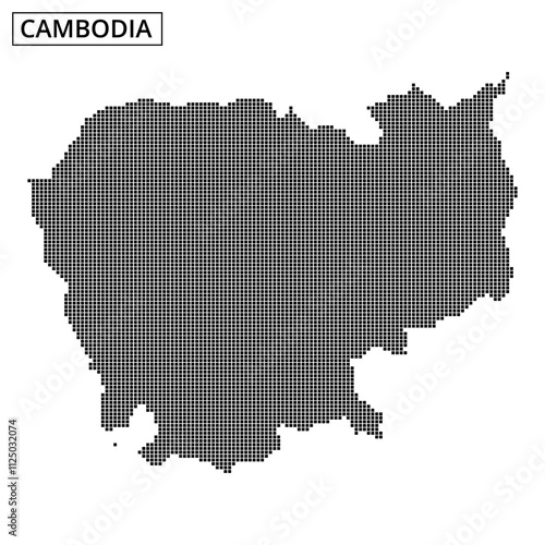 Detailed dot map representation of Cambodia showcasing its geographic features