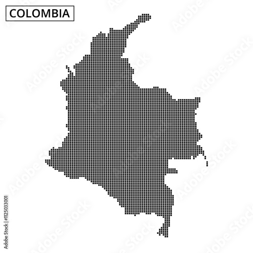 Detailed dotted map representation of Colombia emphasizing geographic shape and borders