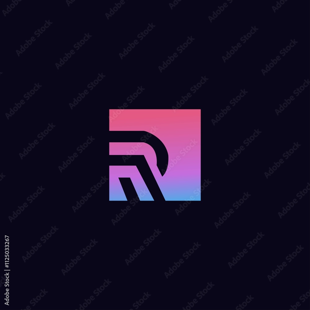 Rectangle modern R vector logo template design Rectangle modern R vector logo template design
