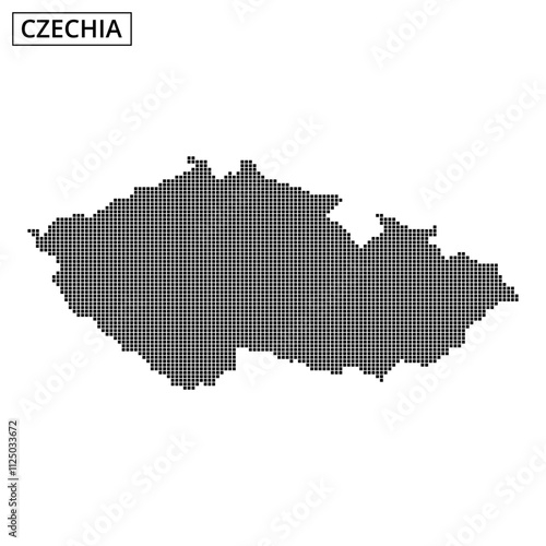 Detailed dotted map representation of Czechia highlighting geographical features