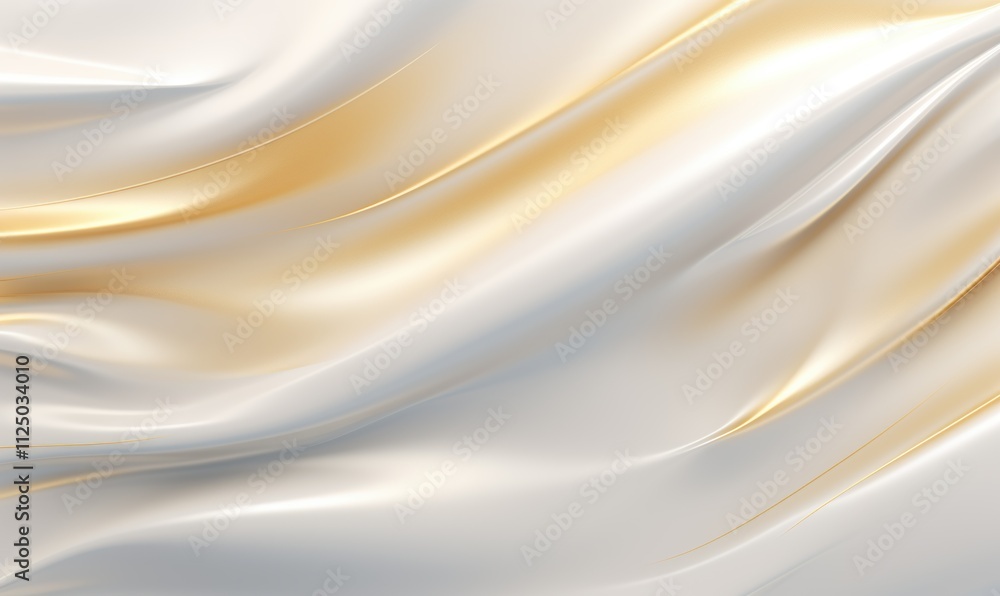 Fototapeta premium 绸缎曲线纹理丝绸白金色华丽时尚背景