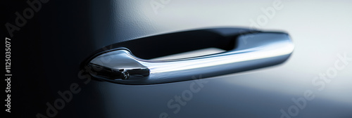 Sleek Metallic Car Door Handle Reflecting Light Modern Automotive Accessories Luxury Design