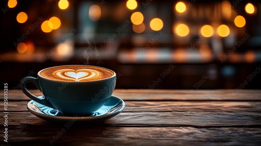 Steaming Latte Art Coffee in Cozy Cafe Steaming Latte Art Coffee in Cozy Cafe