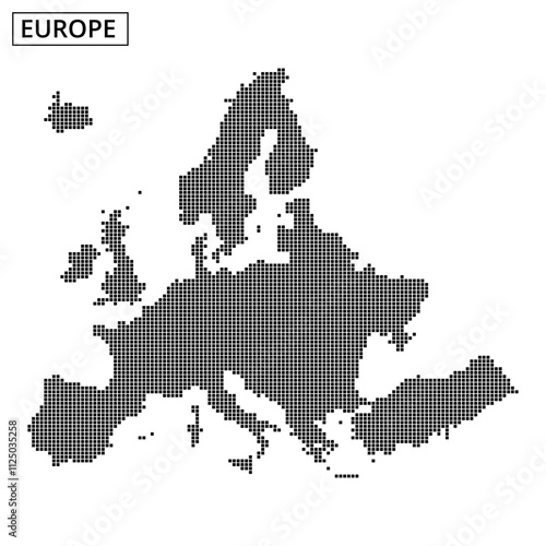 Detailed European map illustration using dotted pattern for educational purposes