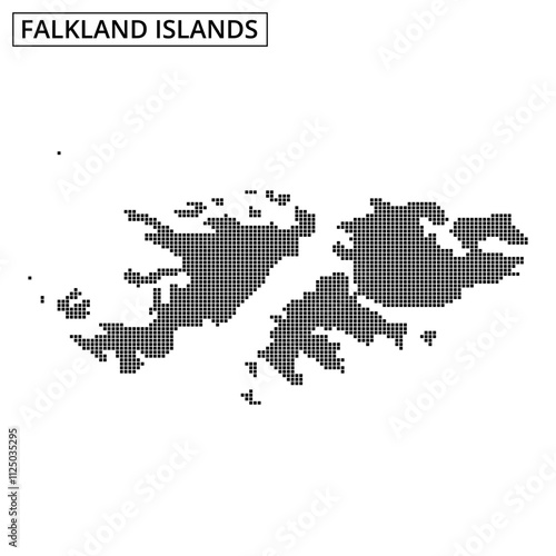 Falkland Islands highlighted on a dotted map showcasing geographical features clearly