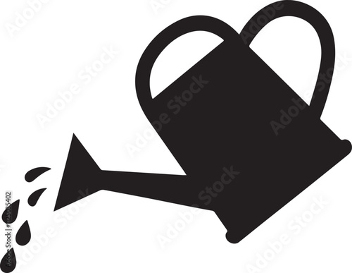 watering can icon silhouette vector style with white background, watering can