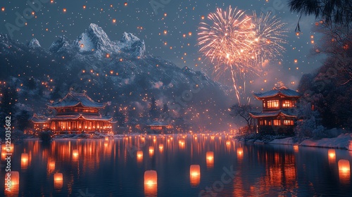 Winter Wonderland: Fireworks & Sky Lanterns photo