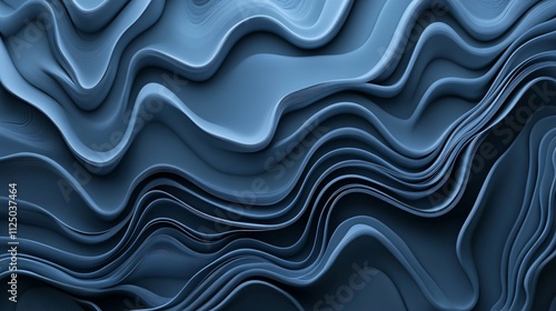 Flowing abstract waves creating dynamic blue pattern