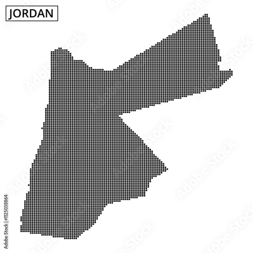 Unique dotted map representation of Jordan highlighting its geographic features