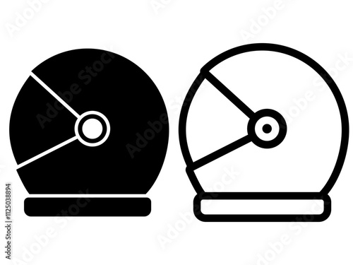 astronaut helmet space travel logo vintage vector illustration template design, flat line icon isolated on white