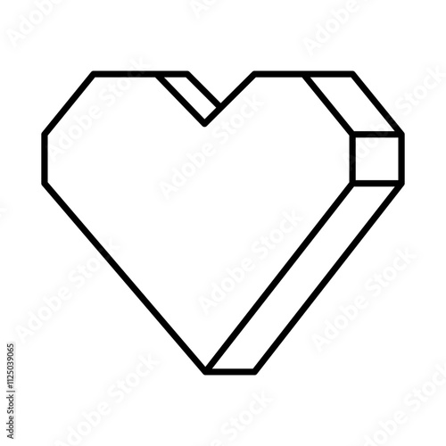 Geometric Heart Outline Vector Illustration. The heart is composed of clean, straight lines forming sharp angles, giving it a modern, faceted appearance.