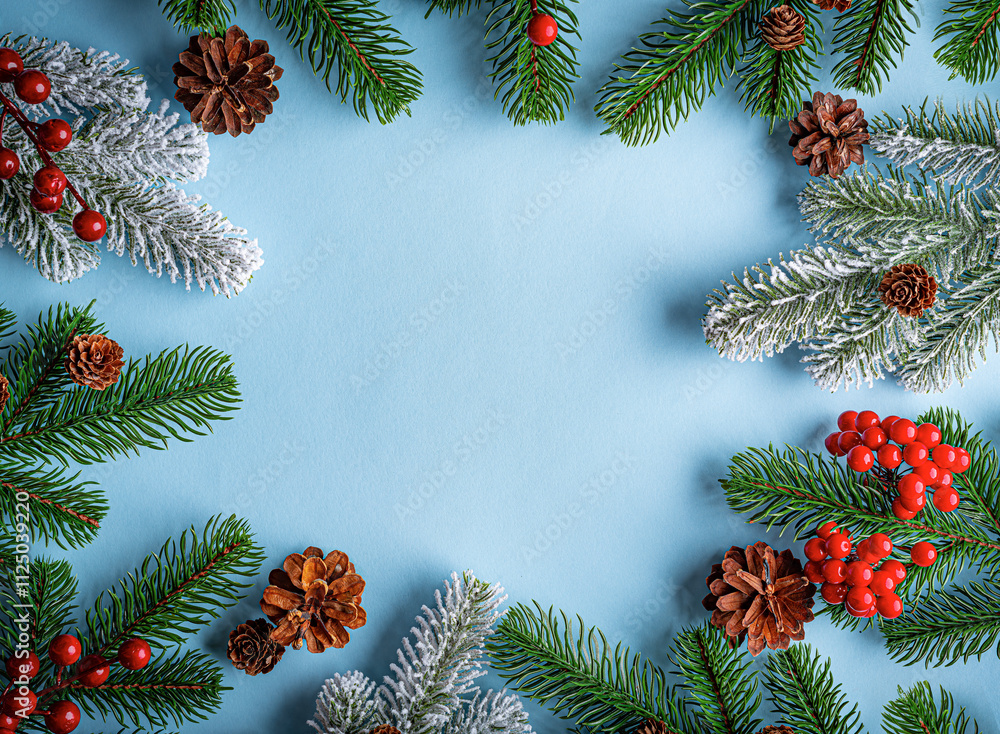 Christmas background. New Year and Christmas decorations as a festive background. Top view.