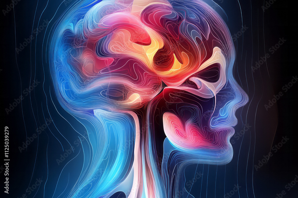 a human head with a colorful swirl pattern a human head with a colorful swirl pattern