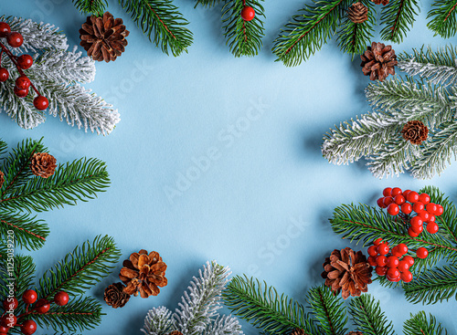 Obraz na płótnie Christmas background. New Year and Christmas decorations as a festive background. Top view. w salonie