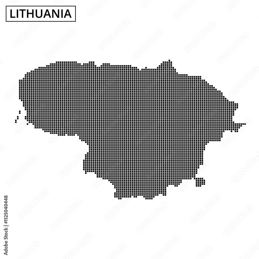 Lithuania outlined with a dotted pattern showcasing its geographic shape and features Lithuania outlined with a dotted pattern showcasing its geographic shape and features