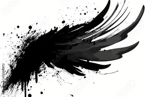 wings graffiti silhouette, bird grunge icon, angel spray wall art symbol, grafitti tag isolated