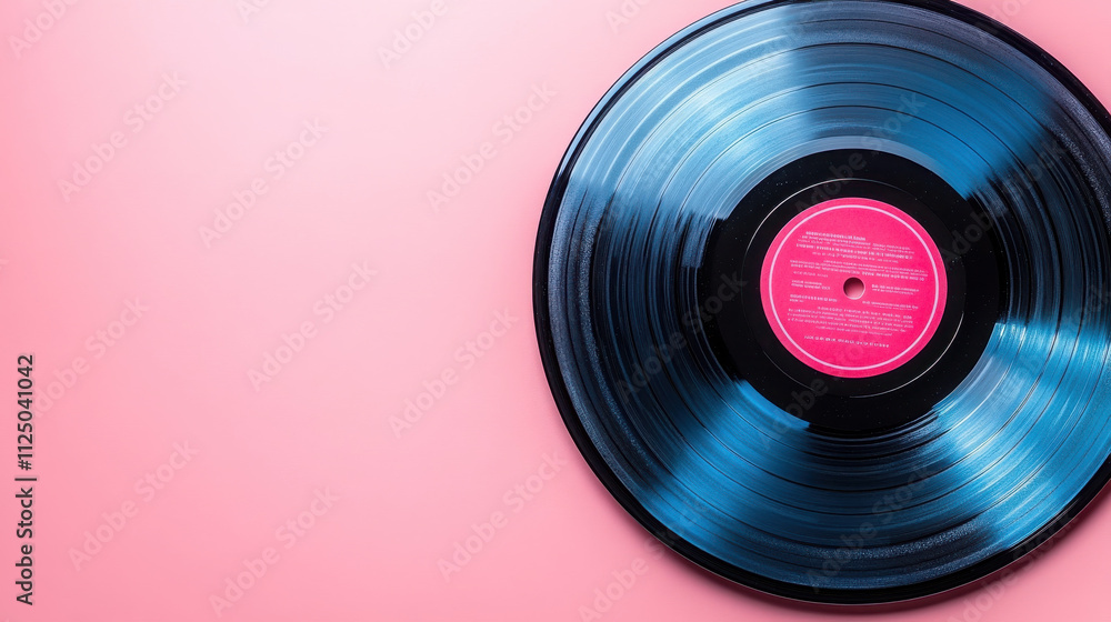 vinyl record on pink background, showcasing its glossy surface and vibrant label. This minimalistic design is perfect for music lovers and product displays vinyl record on pink background, showcasing its glossy surface and vibrant label. This minimalistic design is perfect for music lovers and product displays