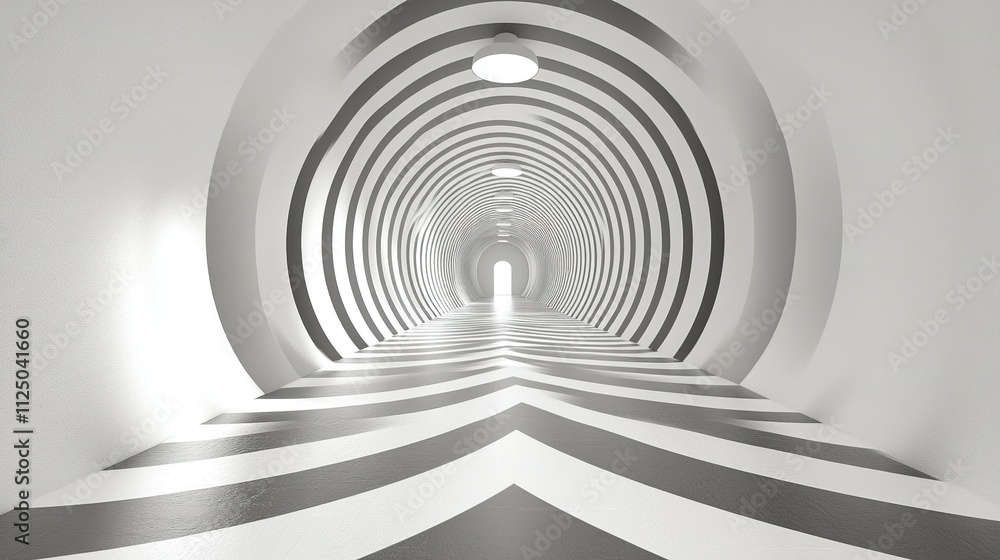 Obraz premium Abstract White Tunnel with Circular Pattern