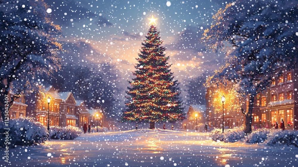 Magical Snowy Christmas Eve Town Square Magical Snowy Christmas Eve Town Square
