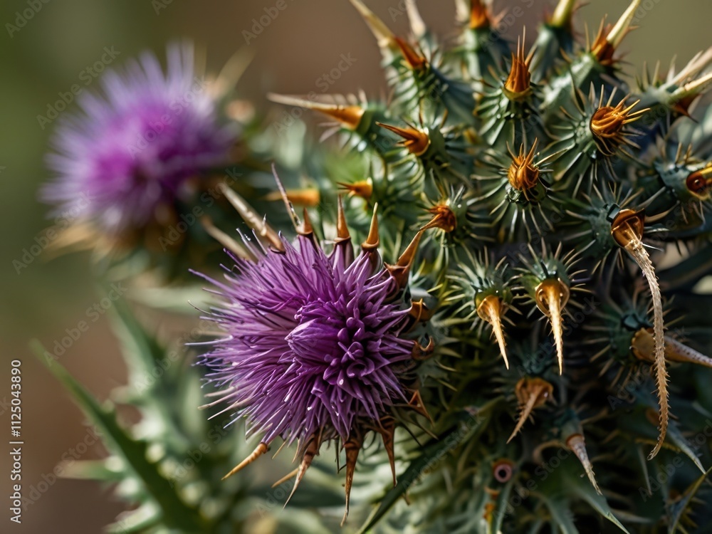 Detailed View of Thistle Flowers in Their Radiant Full Bloom with Sharp Petal Textures Detailed View of Thistle Flowers in Their Radiant Full Bloom with Sharp Petal Textures