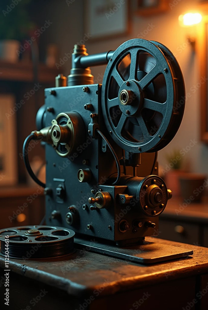 Fototapeta premium Old vintage film projector in dark