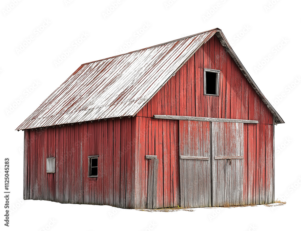old red rustic wooden barn isolated on white background, weathered wood barn cutout png old red rustic wooden barn isolated on white background, weathered wood barn cutout png